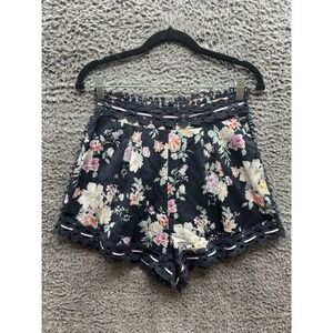Rahi Pleated‎ Lace Floral Bouquet Ana Bermuda Shorts Black Size Small